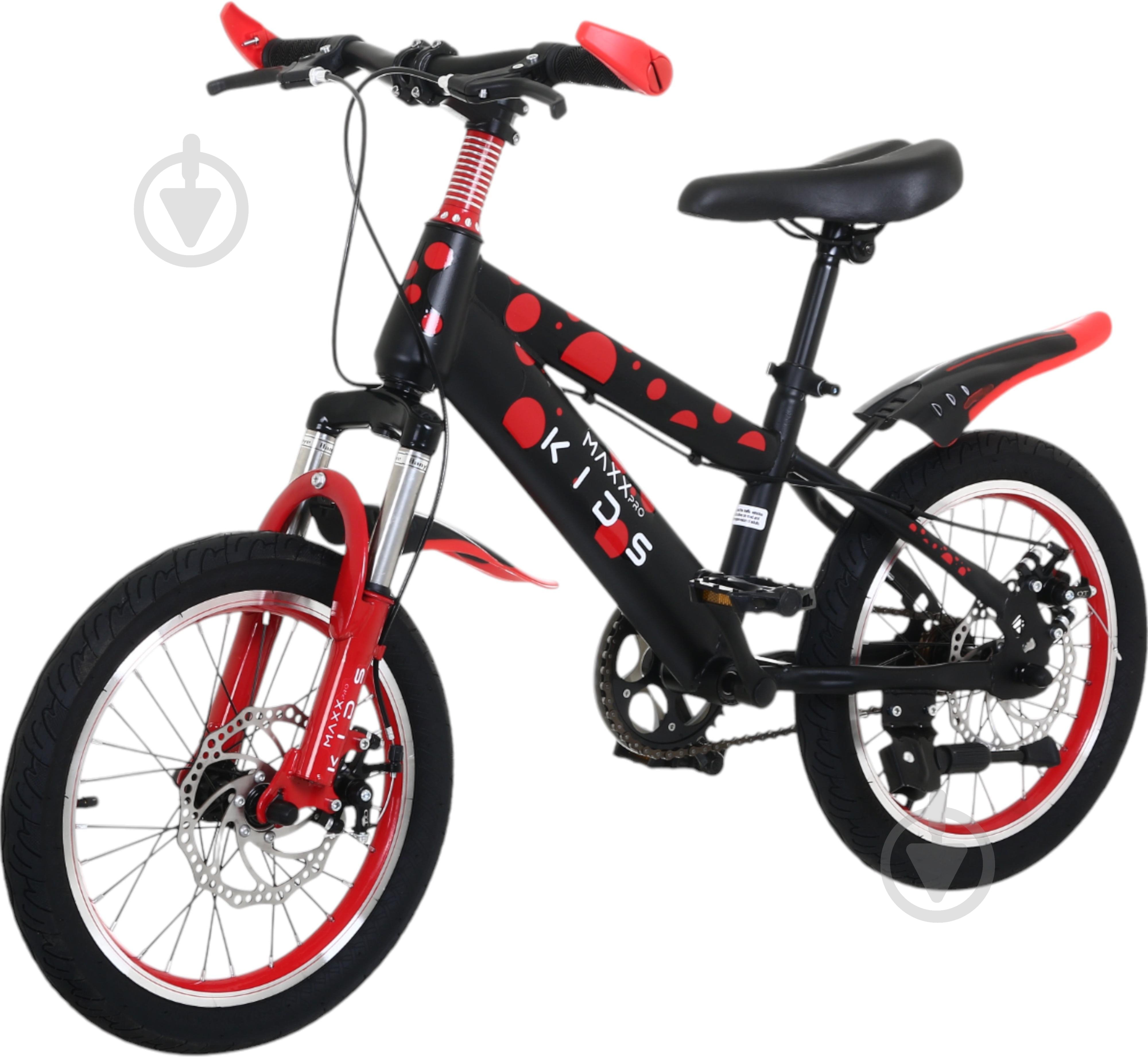 Велосипед дитячий MaxxPro kids 16" чорний із червоним KB019 - фото 1
