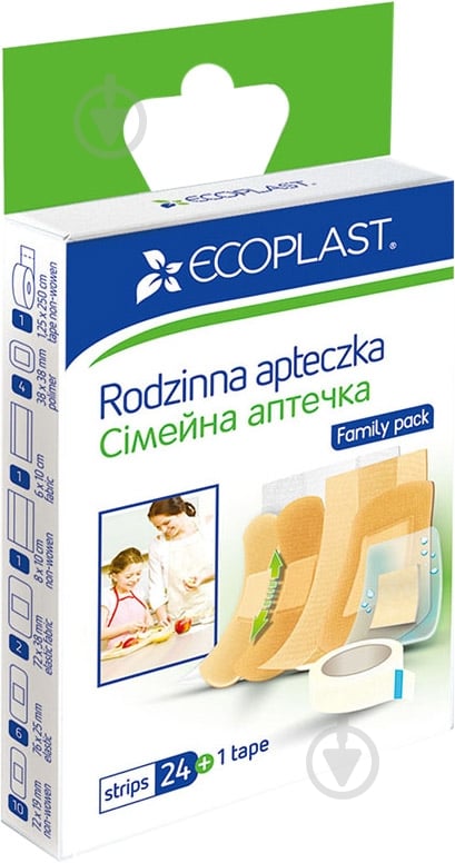 Лейкопластырь ECOPLAST Семейная аптечка нестерильные 25 шт. - фото 1