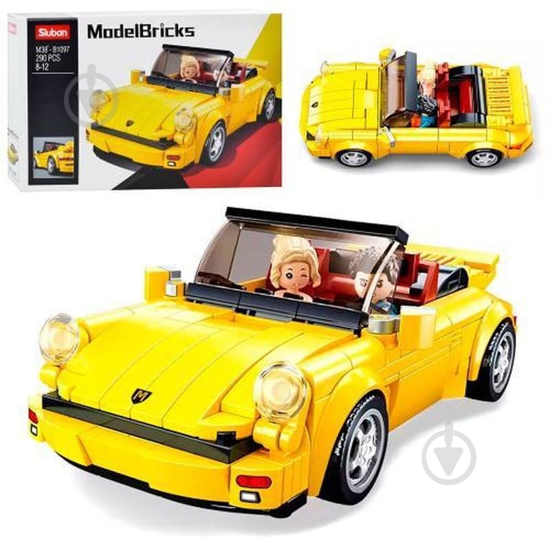 Игрушка-конструктор Sluban Model Bricks Машинка желтая M38-B1097 - фото 1 Игрушка-конструктор Sluban Model Bricks Машинка желтая M38-B1097 - фото 1