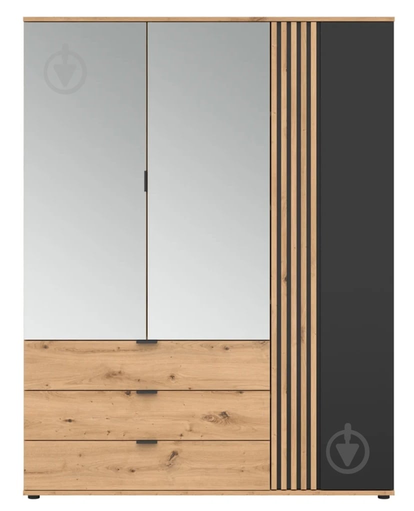 Шкаф BRW VABRES 1д2M 1955х1505х560 мм дуб артизан / чорный (S620-SZF1D2M3S-DASN/DASN/CA) - фото 2