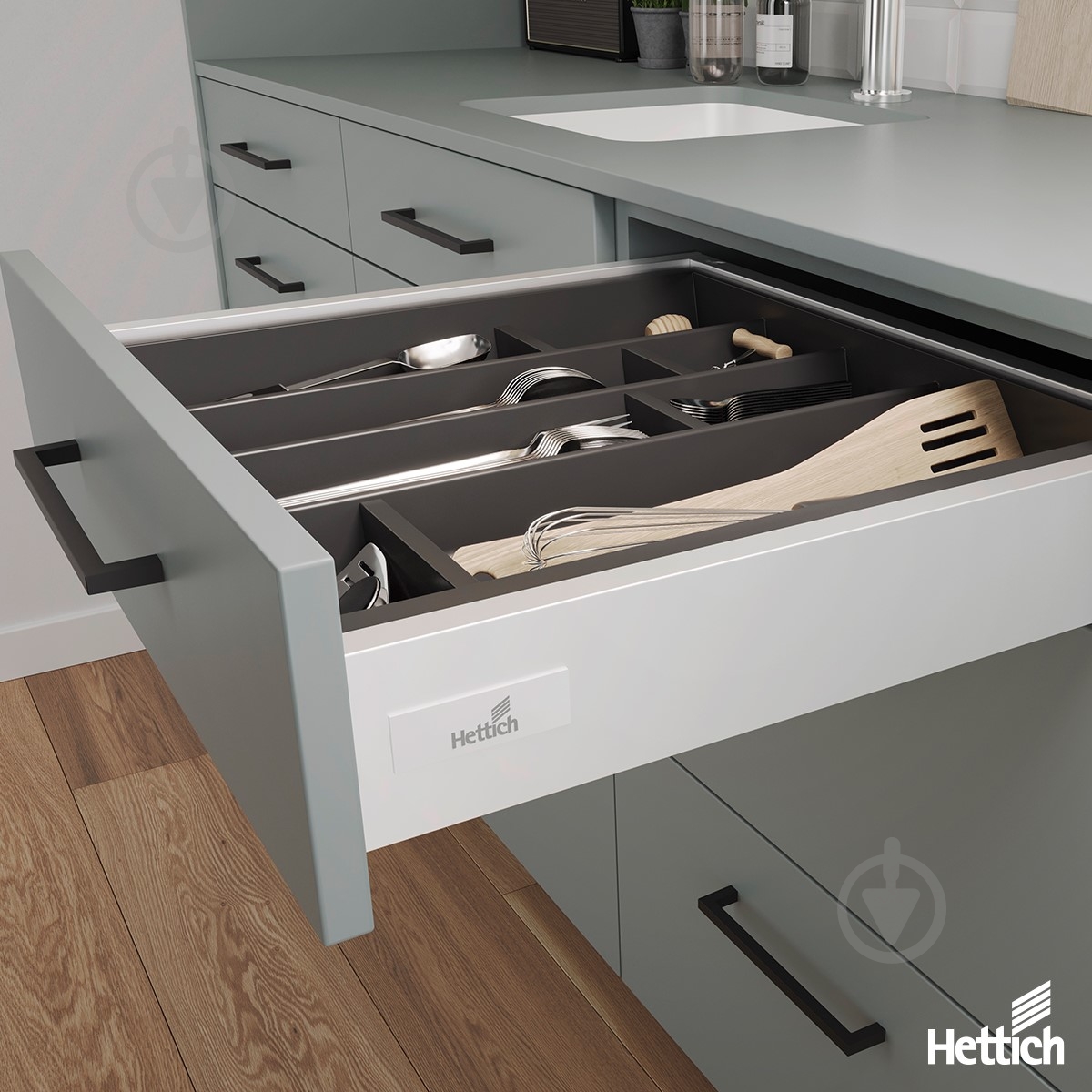 Тумба нижняя LuxeForm с 2 тандембоксами Hettich 400x820x507 мм графит - фото 3 Тумба нижняя LuxeForm с 2 тандембоксами Hettich 400x820x507 мм графит - фото 3