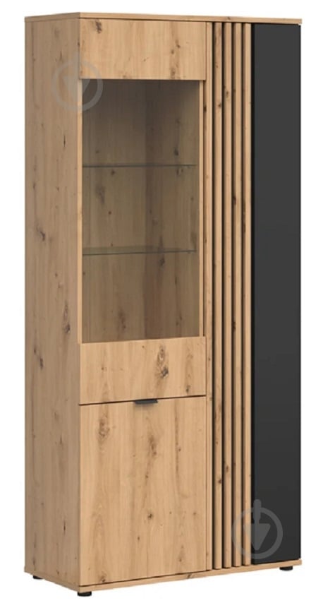 Вітрина BRW VABRES 2д1W 1955х905х400 мм дуб артізан / чорний (S620-REG2D1W/90-DASN/DASN/CA) - фото 2 Вітрина BRW VABRES 2д1W 1955х905х400 мм дуб артізан / чорний (S620-REG2D1W/90-DASN/DASN/CA) - фото 2