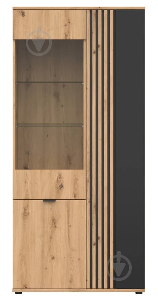 Вітрина BRW VABRES 2д1W 1955х905х400 мм дуб артізан / чорний (S620-REG2D1W/90-DASN/DASN/CA) - фото 1 Вітрина BRW VABRES 2д1W 1955х905х400 мм дуб артізан / чорний (S620-REG2D1W/90-DASN/DASN/CA) - фото 1