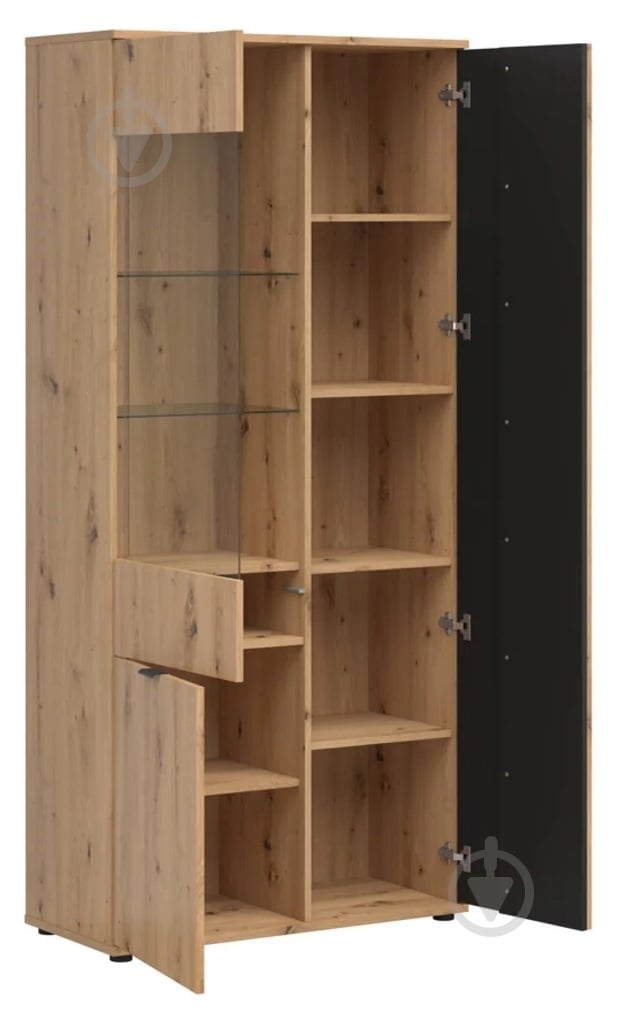 Вітрина BRW VABRES 2д1W 1955х905х400 мм дуб артізан / чорний (S620-REG2D1W/90-DASN/DASN/CA) - фото 3 Вітрина BRW VABRES 2д1W 1955х905х400 мм дуб артізан / чорний (S620-REG2D1W/90-DASN/DASN/CA) - фото 3