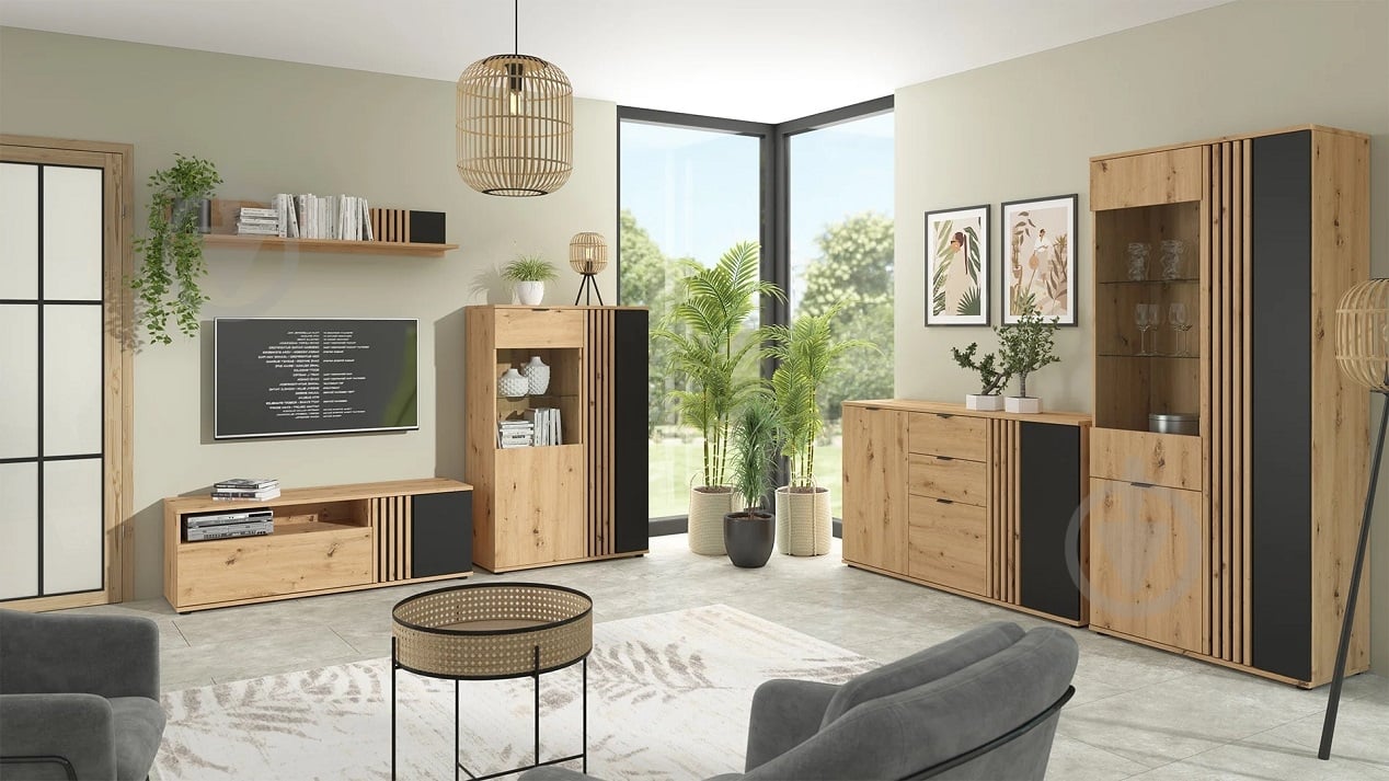 Вітрина BRW VABRES 2д1W 1955х905х400 мм дуб артізан / чорний (S620-REG2D1W/90-DASN/DASN/CA) - фото 4 Вітрина BRW VABRES 2д1W 1955х905х400 мм дуб артізан / чорний (S620-REG2D1W/90-DASN/DASN/CA) - фото 4