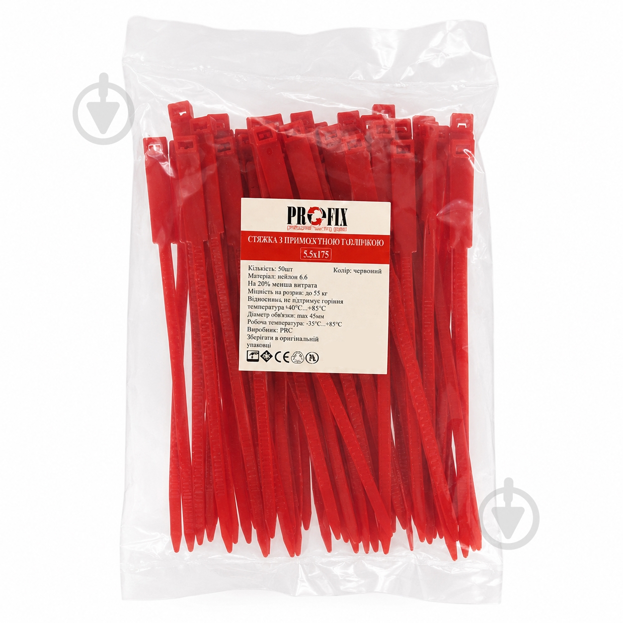 Стяжка для кабеля Profix 50 шт. красный - фото 1 Стяжка для кабеля Profix 50 шт. красный - фото 1