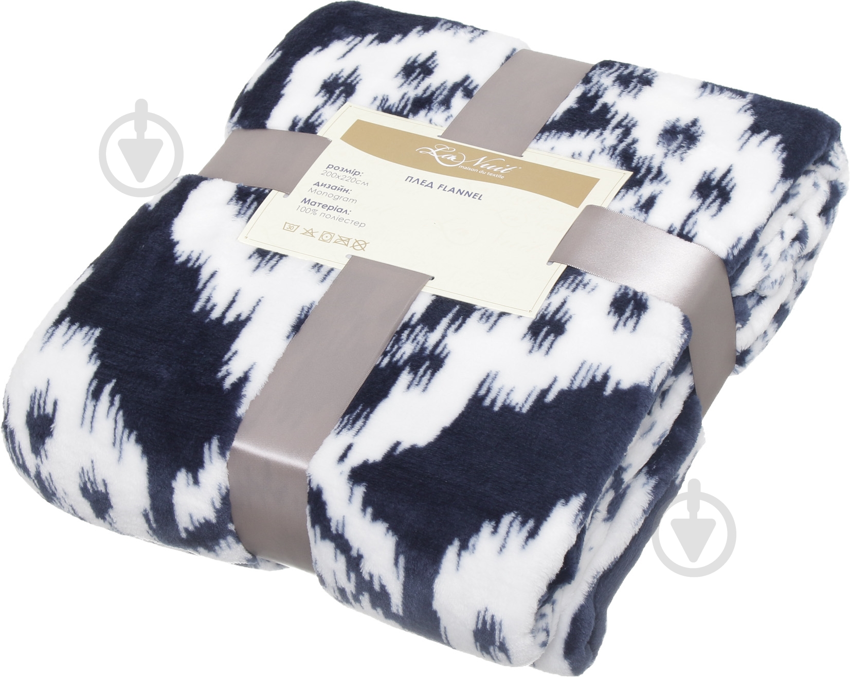Плед Flannel Monogram 200x220 см синий с белым La Nuit - фото 4