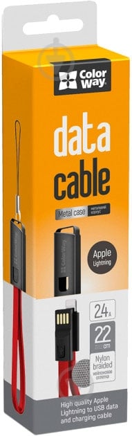 Кабель ColorWay Lightning – USB 0,22 м червоний (CW-CBUL021-RD) брелок 2.4 A - фото 4 Кабель ColorWay Lightning – USB 0,22 м червоний (CW-CBUL021-RD) брелок 2.4 A - фото 4