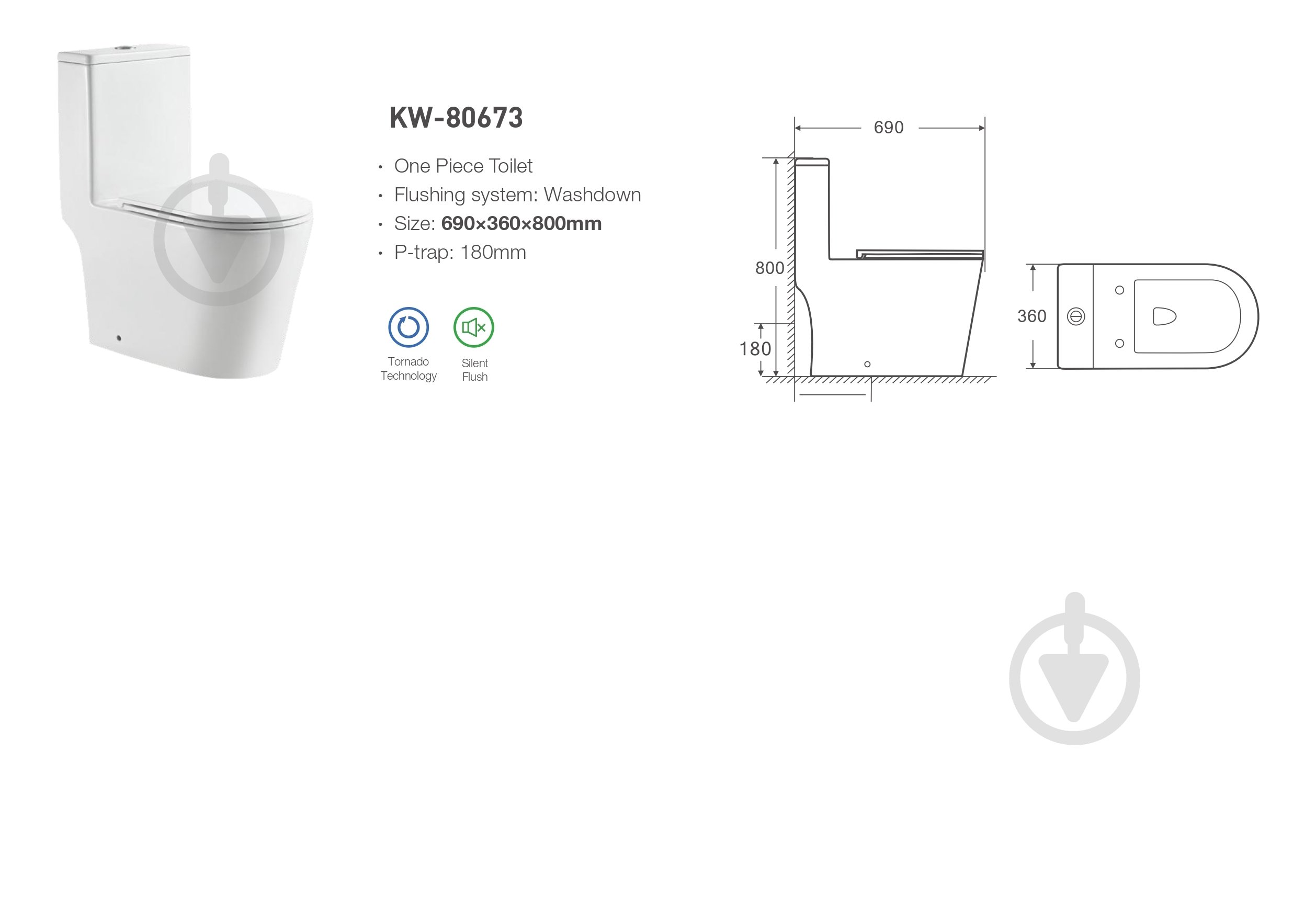 Унітаз-компакт Sant Valentines Opal Prime зі змивом Tornado flush (SVKW80673) - фото 2