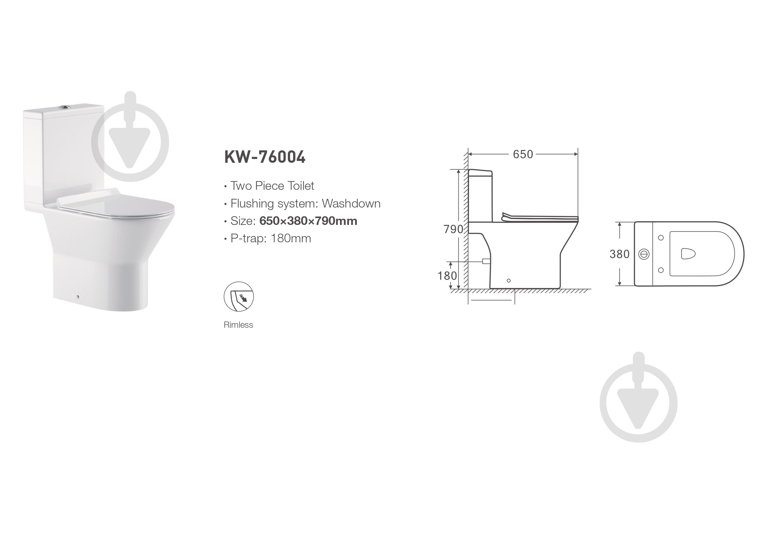Унітаз-компакт Sant Valentines Opal Core зі змивом Easy-Clean Rim (SVKW76004) - фото 2