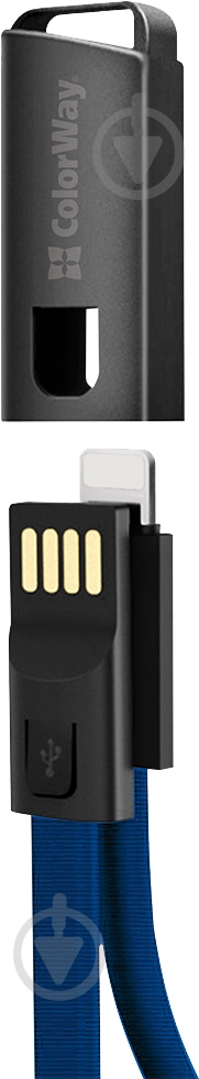 Кабель ColorWay Lightning – USB 0,22 м синий (CW-CBUL021-BL) 2.4А - фото 2