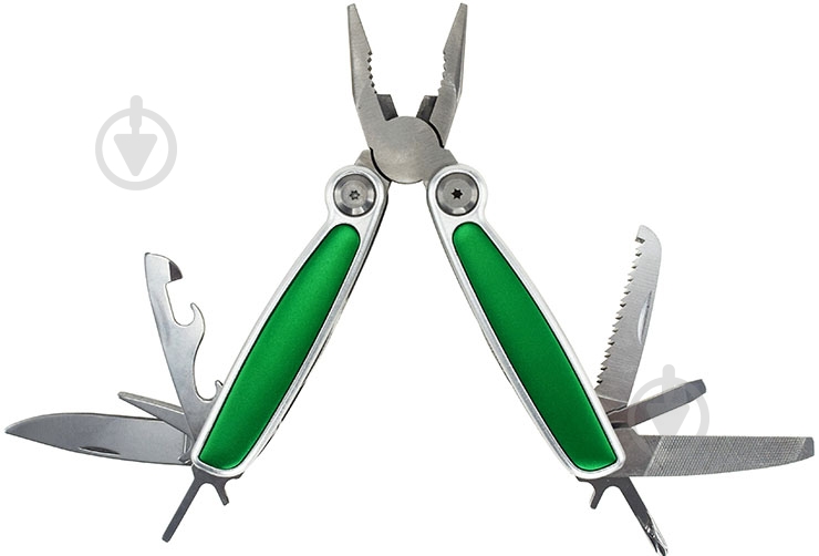 Мультитул Bergamo 11 функций Solid 100 мм в чехле зеленый - фото 1