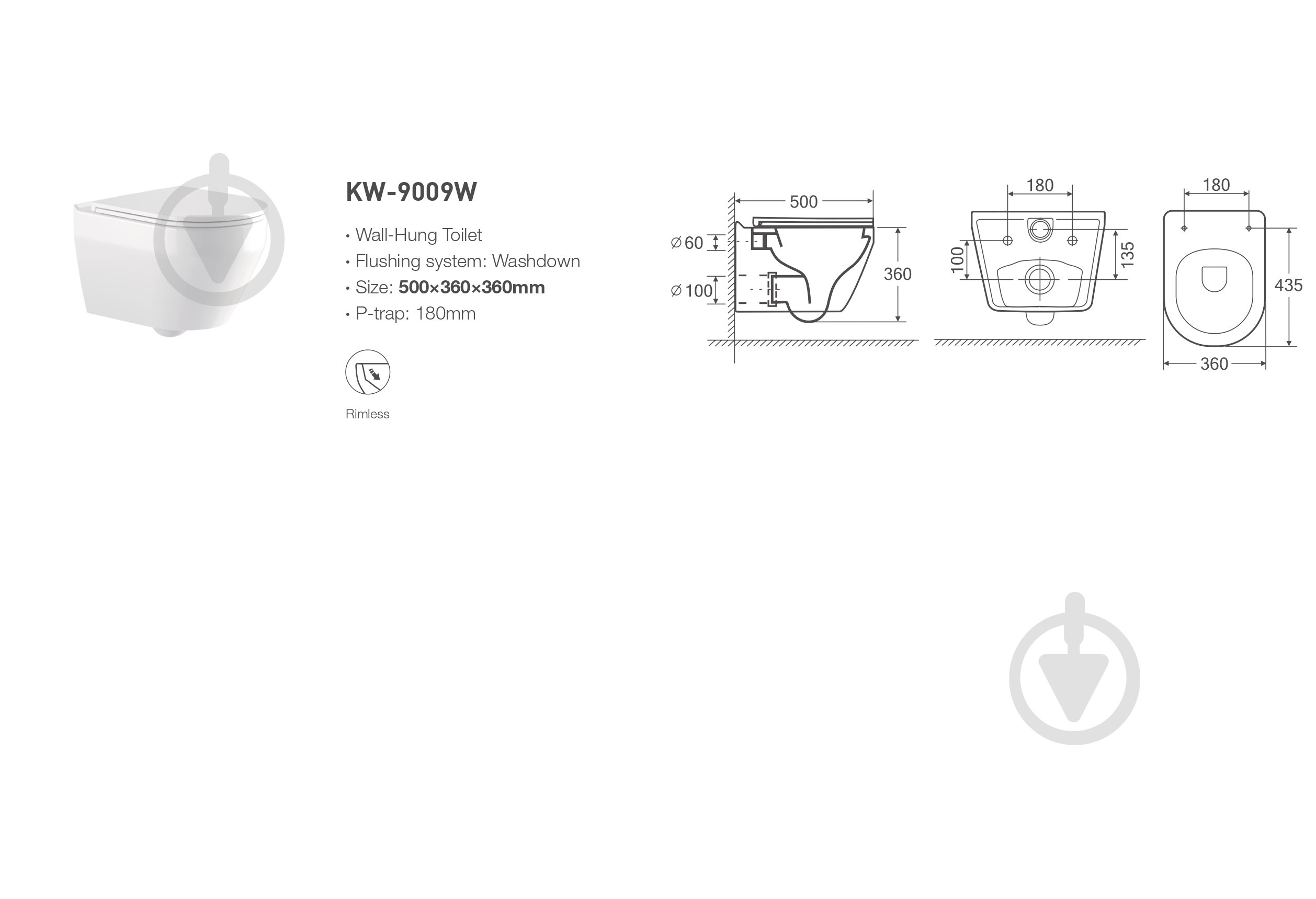 Унитаз подвесной Sant Valentines Opal Modern со смывом Easy-Clean Rim (SVKW9009W) - фото 2