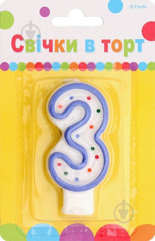 Свеча для торта цифра 3 (7 см) Ві та Ві 1 шт. - фото 1