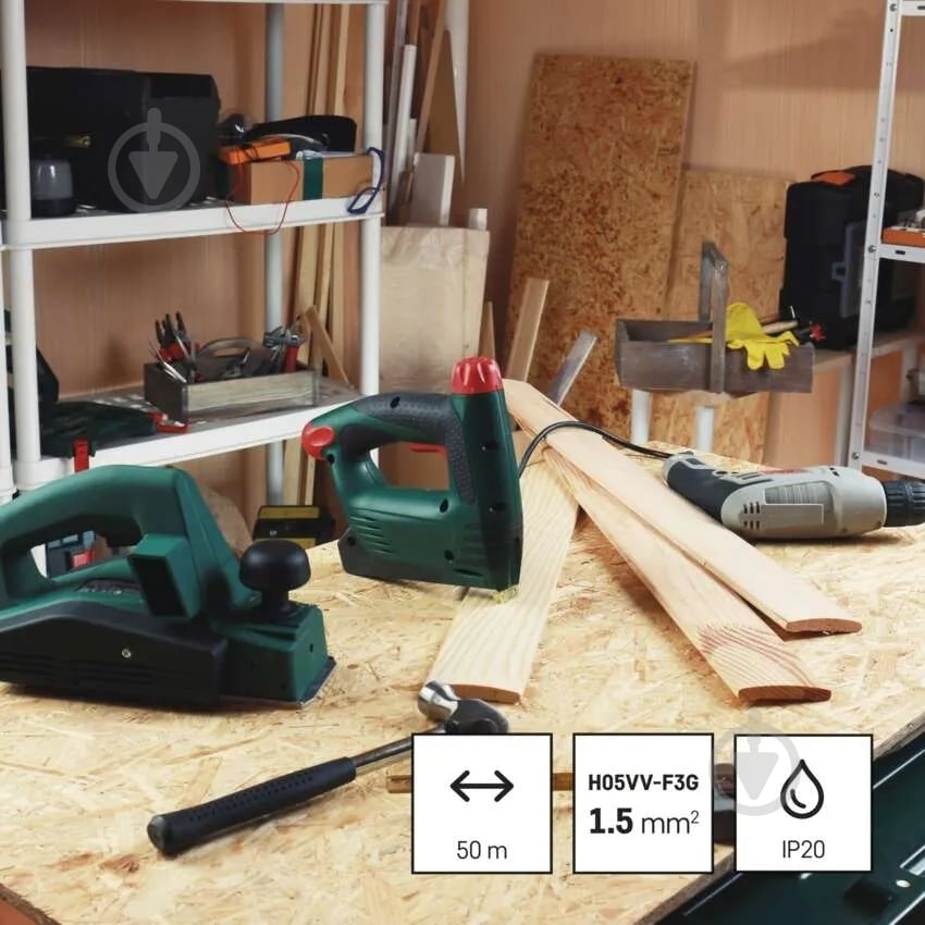 Удлинитель на катушке Emos 1,5 мм2 ПВХ с заземлением 4 гн. серый 50 м P09250 - фото 5