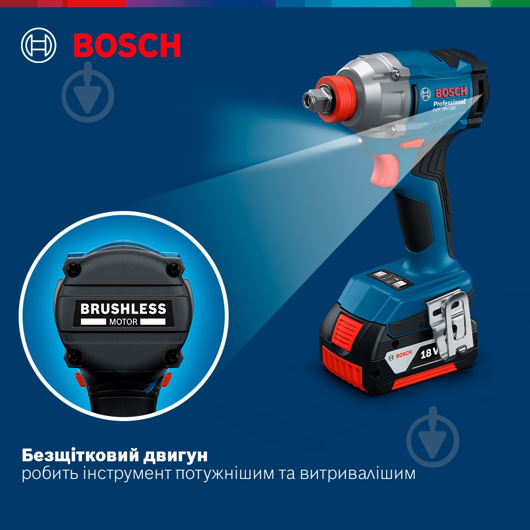 Гайковерт ударный аккумуляторный Bosch Professional GDX 18V-285+ (Кейс + 2х аккумуляторы 18V 2,0Ah + Зарядное устройство) 06019N2122 - фото 13