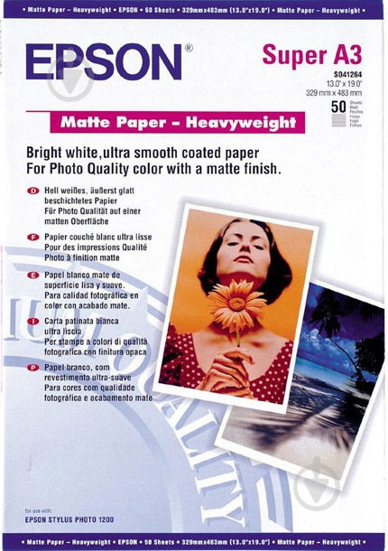 Фотобумага Epson  A3+ Matte Paper-Heavyweight 50 л. C13S041264 C13S041264 - фото 1