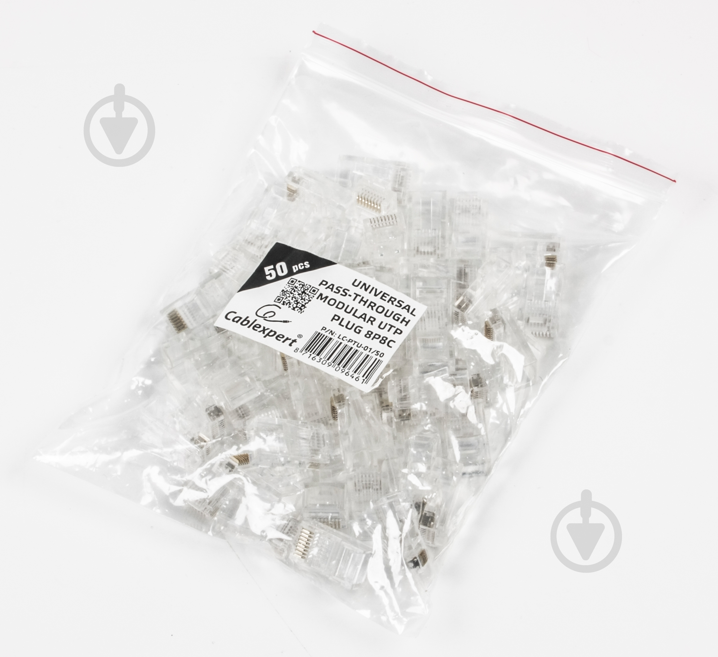 Коннектор Cablexpert LC-PTU-01/50, 8P8C, CAT-5e, UTP, со сквозными отверстиями - фото 3 Коннектор Cablexpert LC-PTU-01/50, 8P8C, CAT-5e, UTP, со сквозными отверстиями - фото 3