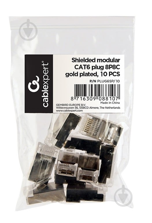 Коннектор Cablexpert PLUG6SP/10, 8P8C, CAT-6, FTP (10 шт.) - фото 2 Коннектор Cablexpert PLUG6SP/10, 8P8C, CAT-6, FTP (10 шт.) - фото 2