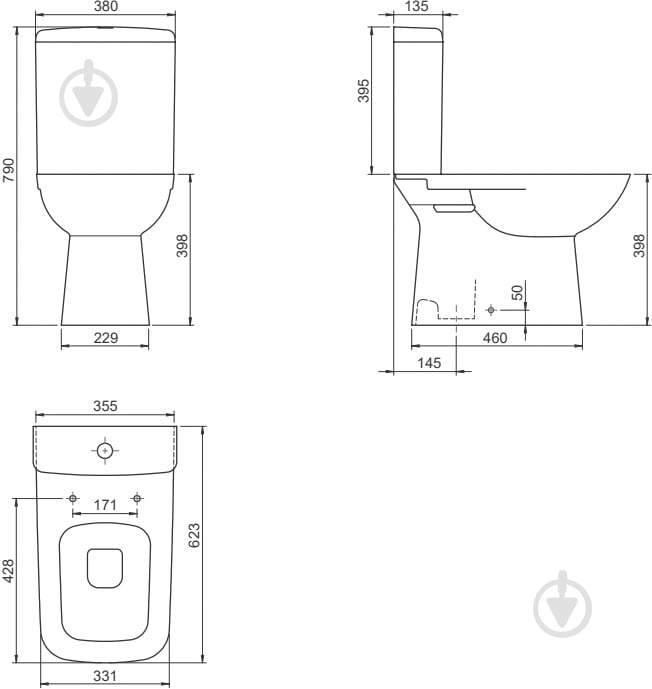 Унитаз-компакт CeraStyle Duru с горизонтальным сливом - фото 10