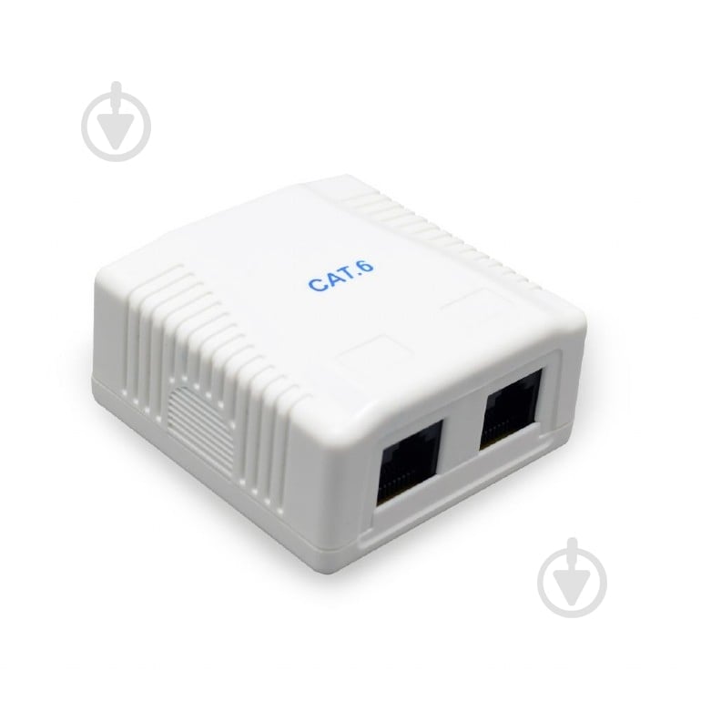 Розетка комп’ютерна на 2 порти з екраном RJ-45, 6 cat IP20 білий NCAC-2F6-01 - фото 1