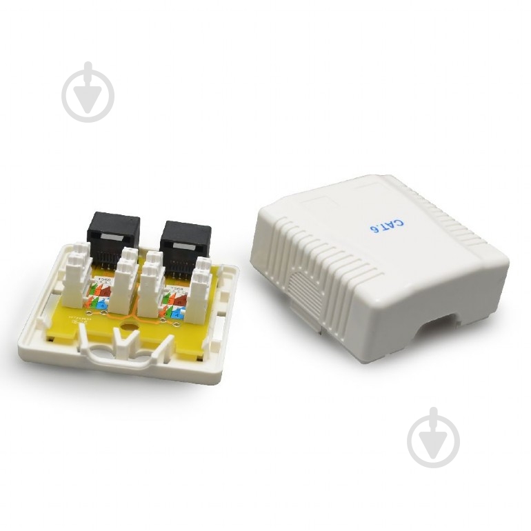 Розетка комп’ютерна на 2 порти з екраном RJ-45, 6 cat IP20 білий NCAC-2F6-01 - фото 3
