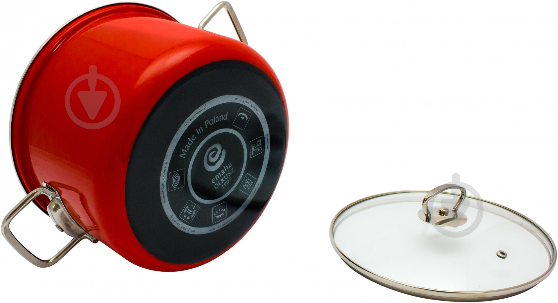 Кастрюля с крышкой Emalia Olkusz 2,6 л красная 2LX18E101 - фото 2