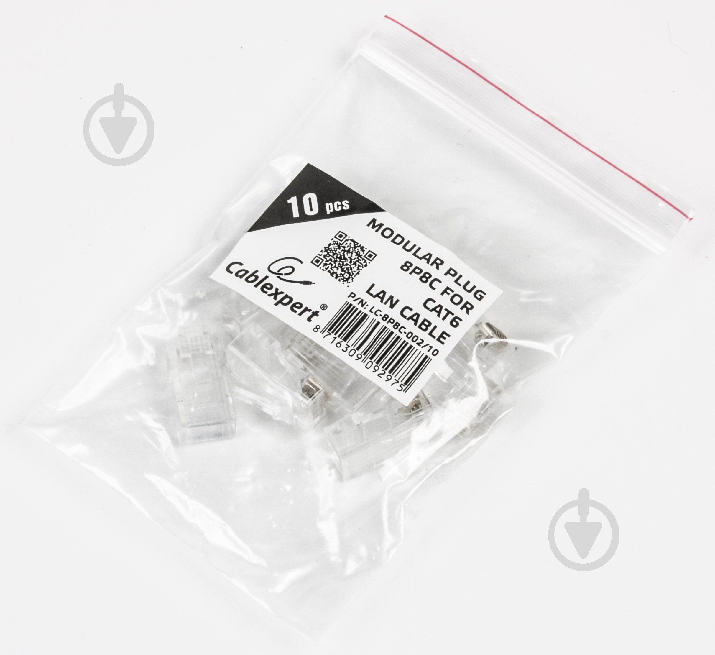 Коннектор Cablexpert LC-8P8C-002/10, 8P8C, CAT-6, UTP, позолоченные контакты (10 шт.) - фото 3