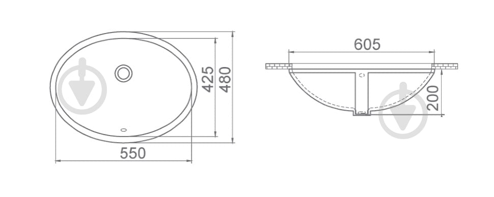 Умывальник CeraStyle 55 см - фото 3