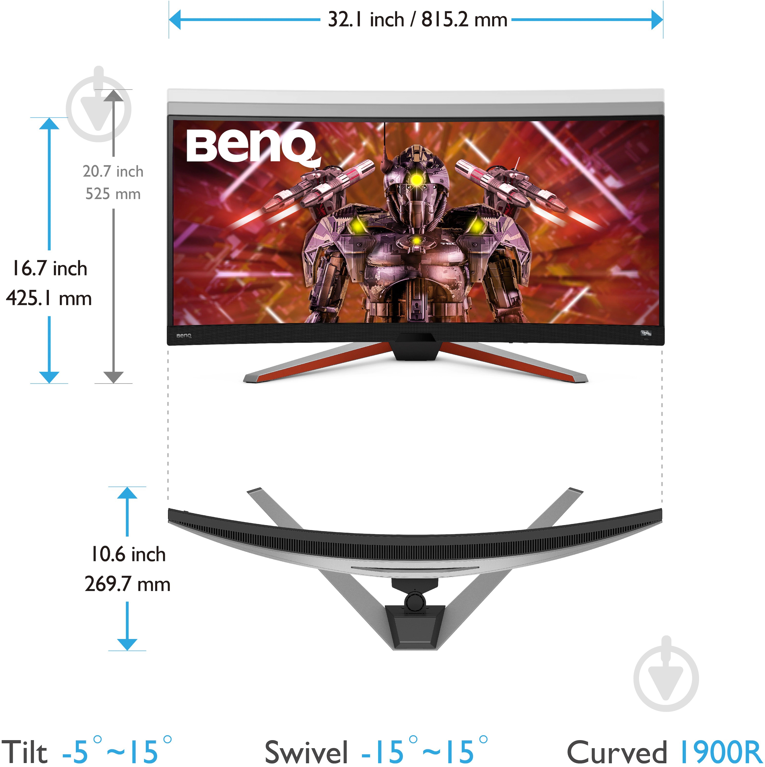 Монитор BenQ EX3415R 34" (9H.LK2LJ.TBE) - фото 6