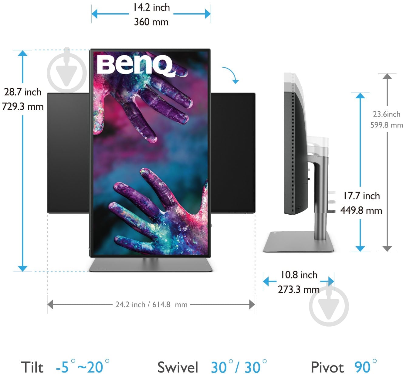 Монитор BenQ PD2725U 27" (9H.LJXLA.TBE) - фото 9