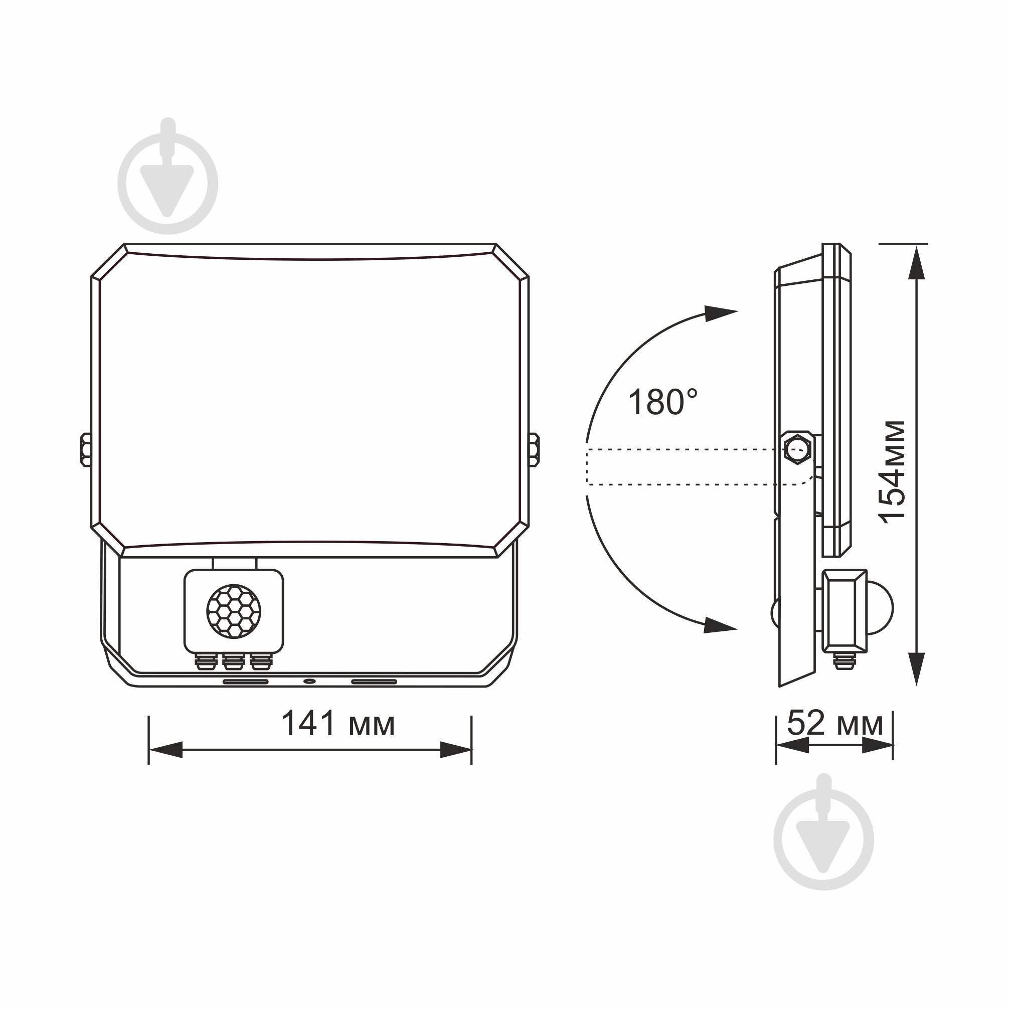 Прожектор светодиодный Videx 5000K з датчиком движения 30 Вт IP65 черный 27717 - фото 6