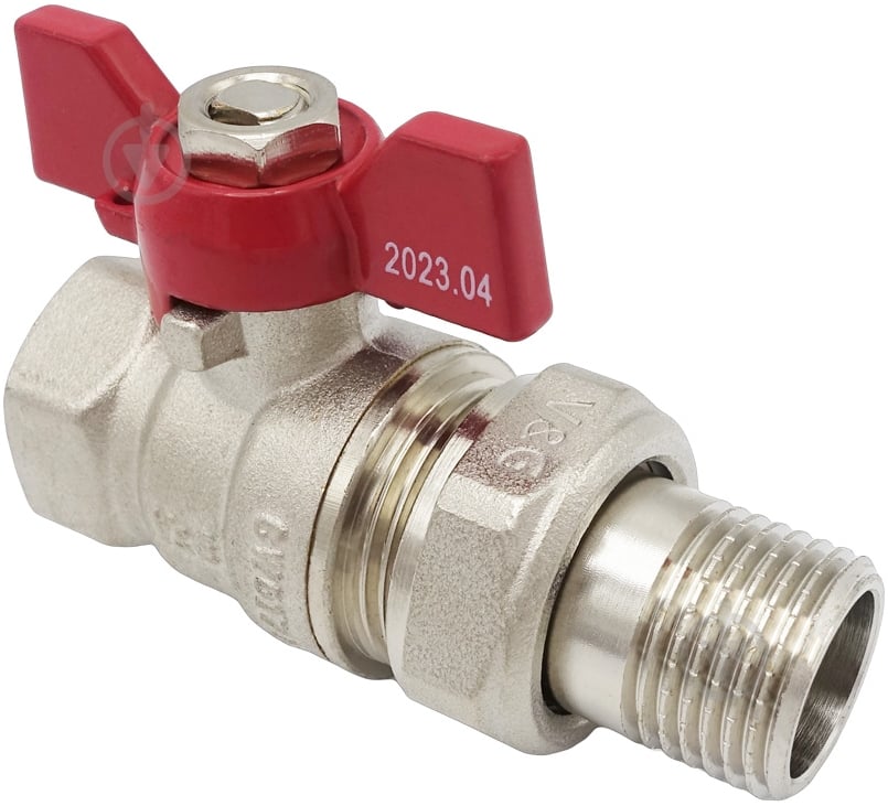 ᐉ Кран с американкой V&G VALOGIN прямой 1/2 ВН Optima красная