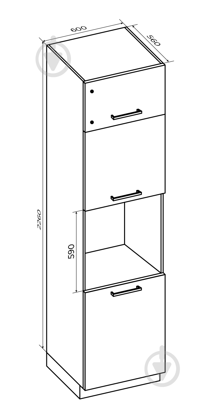 Шкаф под духовку LuxeForm 600x2360x560 мм крем - фото 2 Шкаф под духовку LuxeForm 600x2360x560 мм крем - фото 2