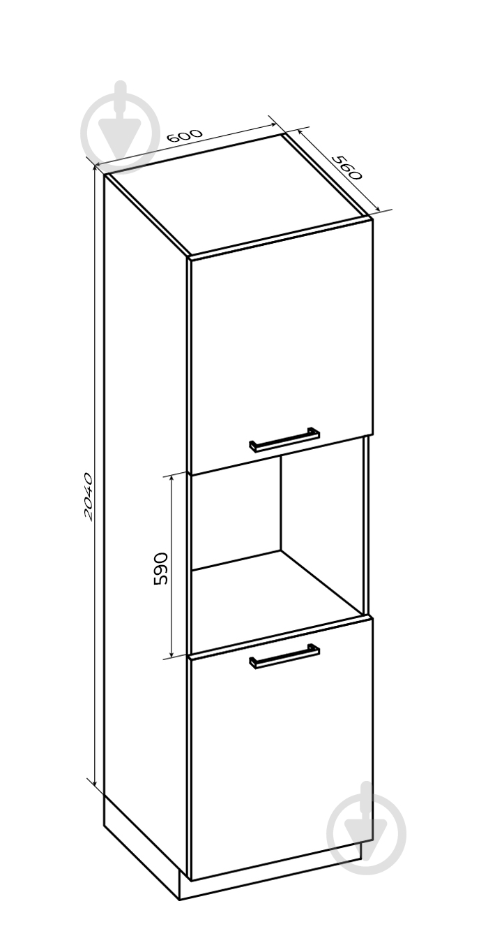 Шафа під духовку LuxeForm 600x2140x560 мм крем - фото 2