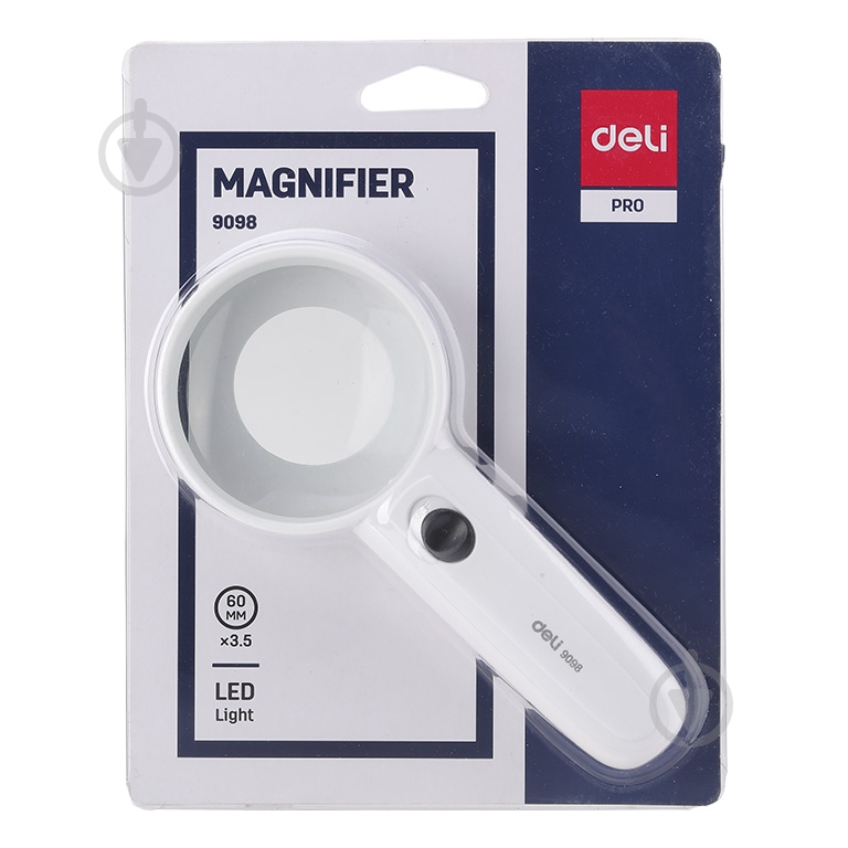 Лупа ручная 9098 белая 65 мм Deli - фото 1