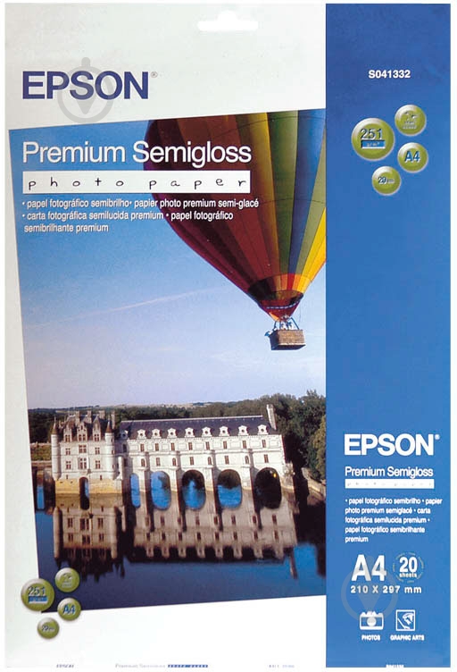 Бумага Epson  A4 Premium Semigloss Photo Paper 20 л. C13S041332 C13S041332 - фото 1