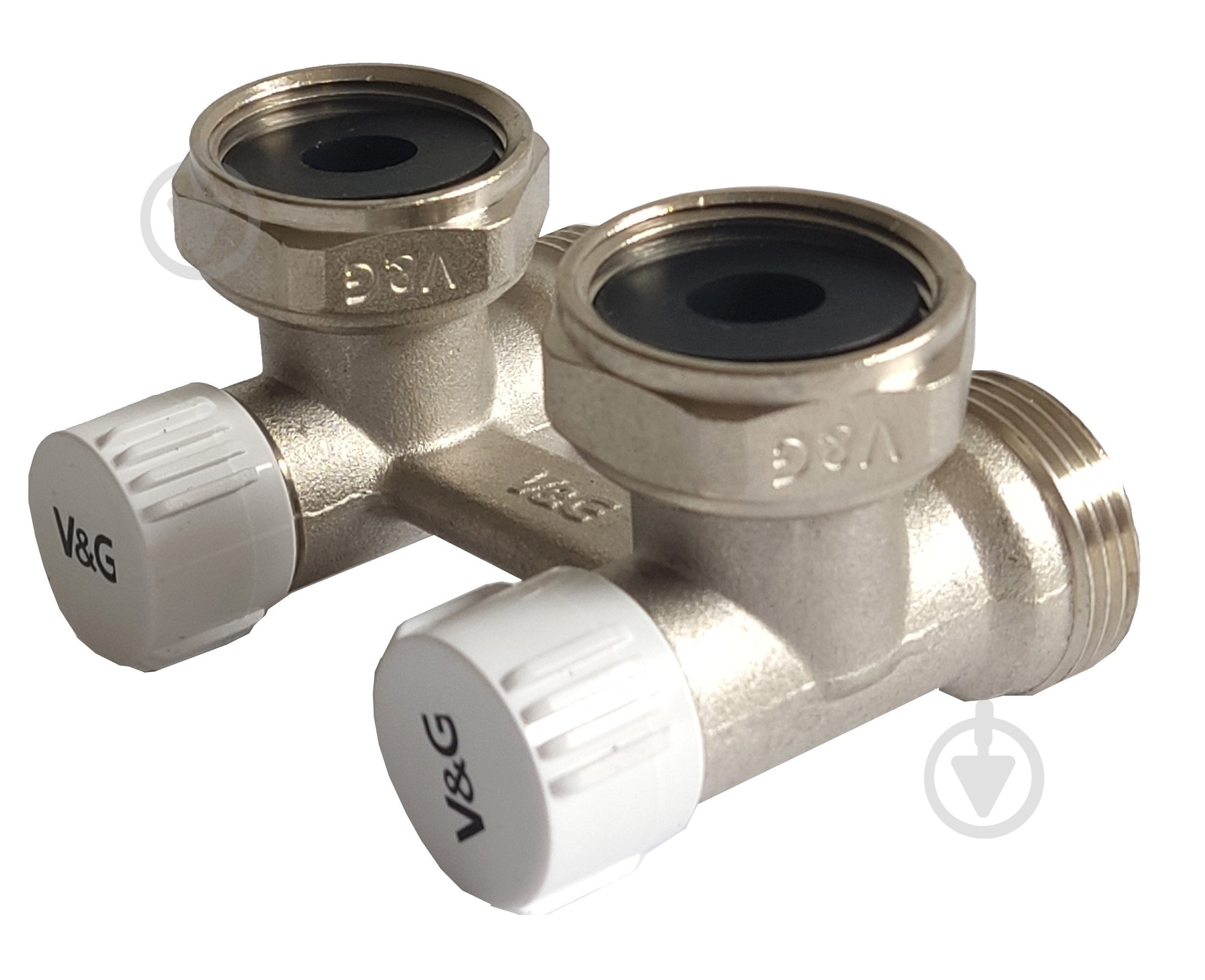 Узел подключения V&G VALOGIN угловой Н-образный 3/4"x3/4" евроконус без ниппелей с вентилями VG-606201 - фото 1 Узел подключения V&G VALOGIN угловой Н-образный 3/4"x3/4" евроконус без ниппелей с вентилями VG-606201 - фото 1