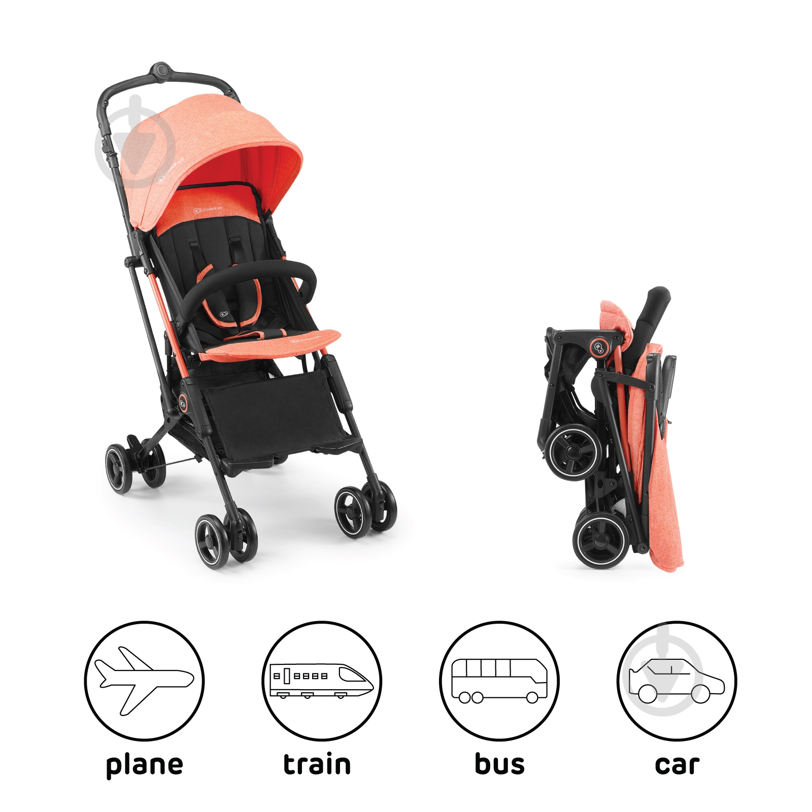 Коляска прогулочная Kinderkraft Mini Dot Coral KKWMINICRL0000 - фото 1