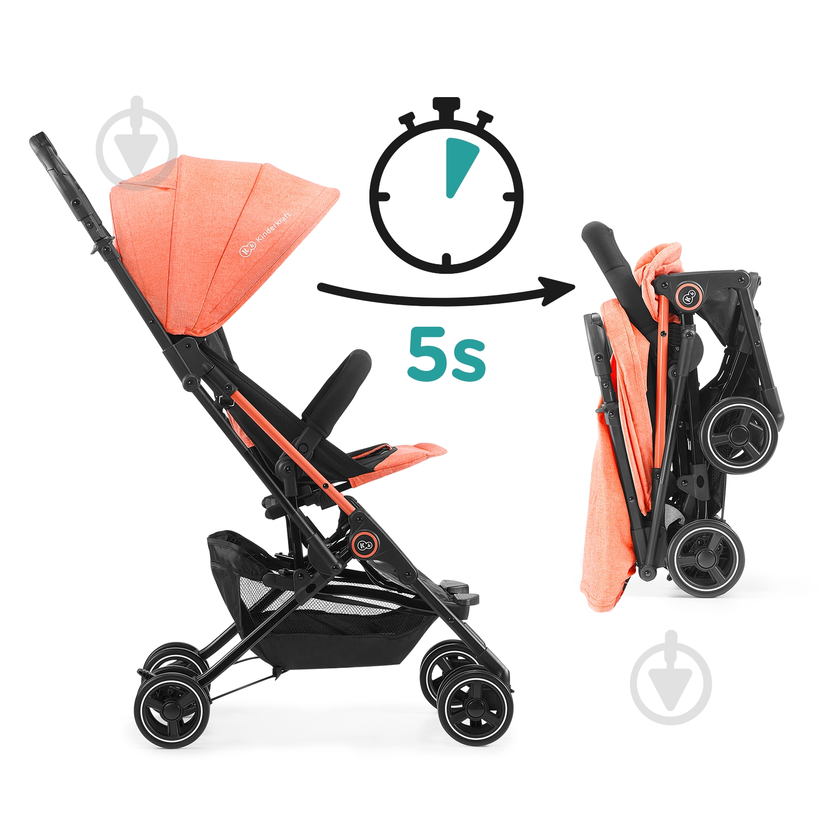 Коляска прогулочная Kinderkraft Mini Dot Coral KKWMINICRL0000 - фото 3