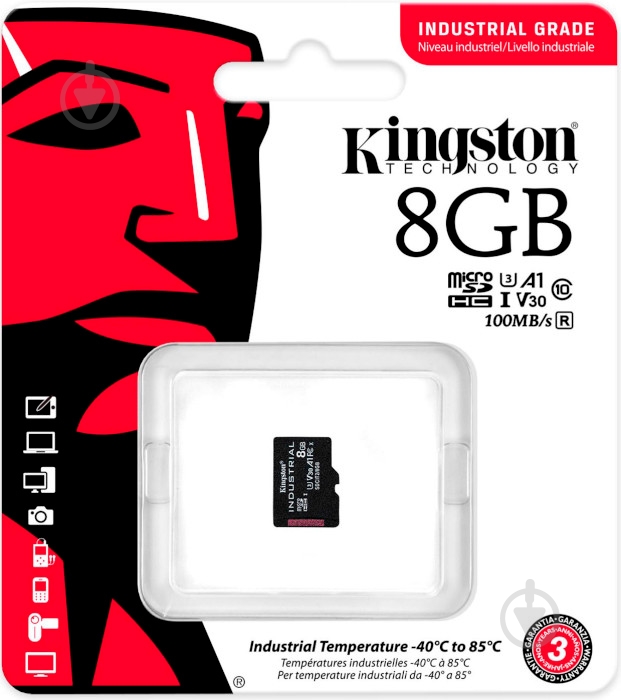 Карта памяти Kingston microSDHC 8 ГБ Class 10 (SDCIT2/8GBSP) Industrial - фото 3