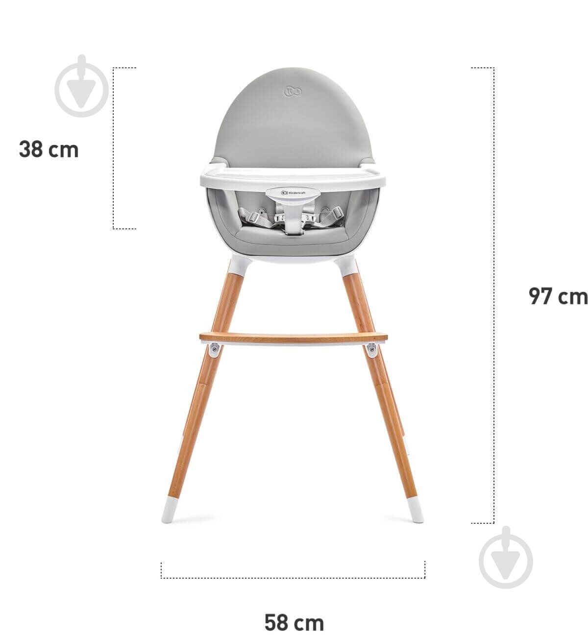 Стульчик для кормления Kinderkraft Fini Gray (KKKFINIGRY0000) - фото 2 Стульчик для кормления Kinderkraft Fini Gray (KKKFINIGRY0000) - фото 2
