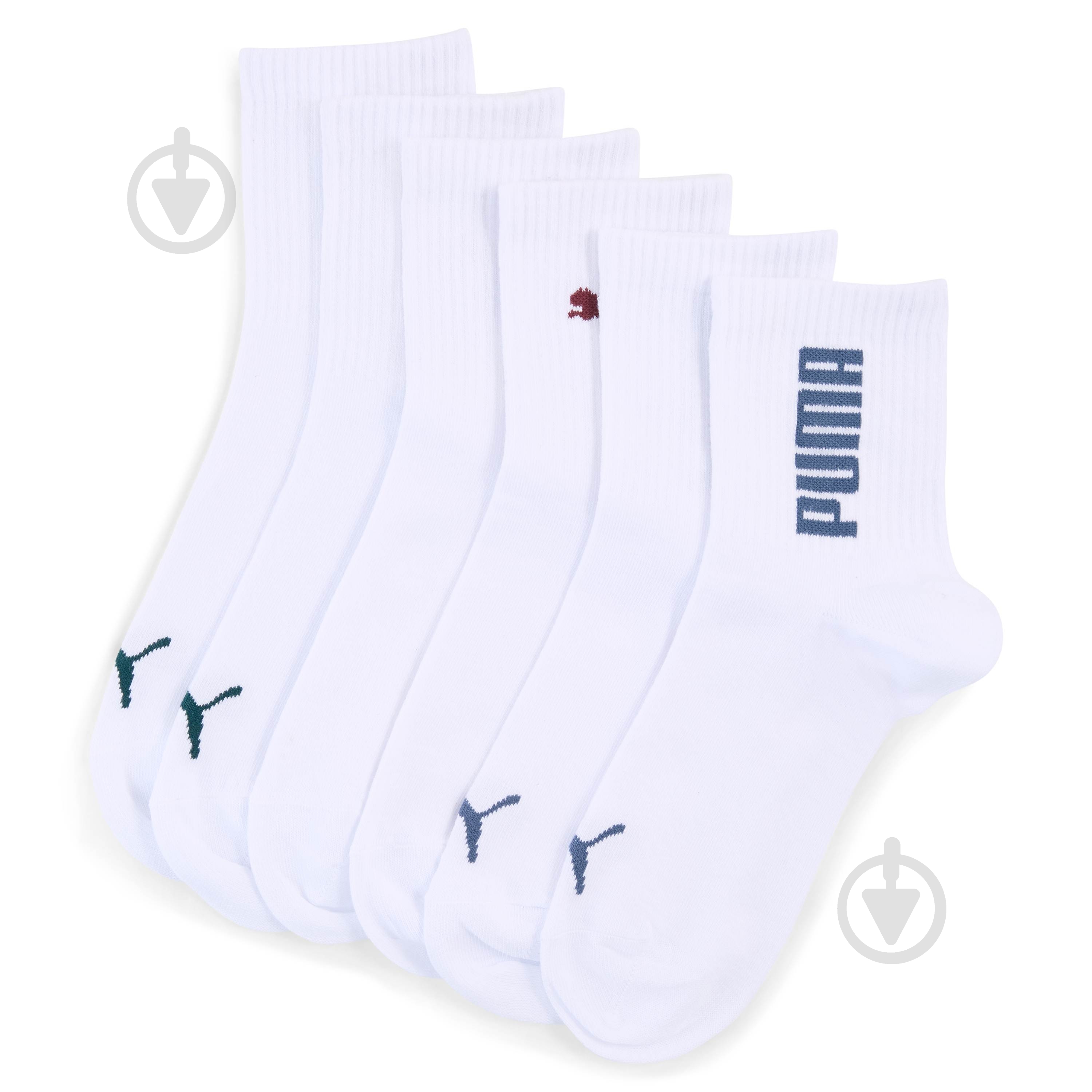 Носки Puma PUMA UNISEX RIB LOGO SHORT SOCK 3P 94721603 р.43-46 белый - фото 1