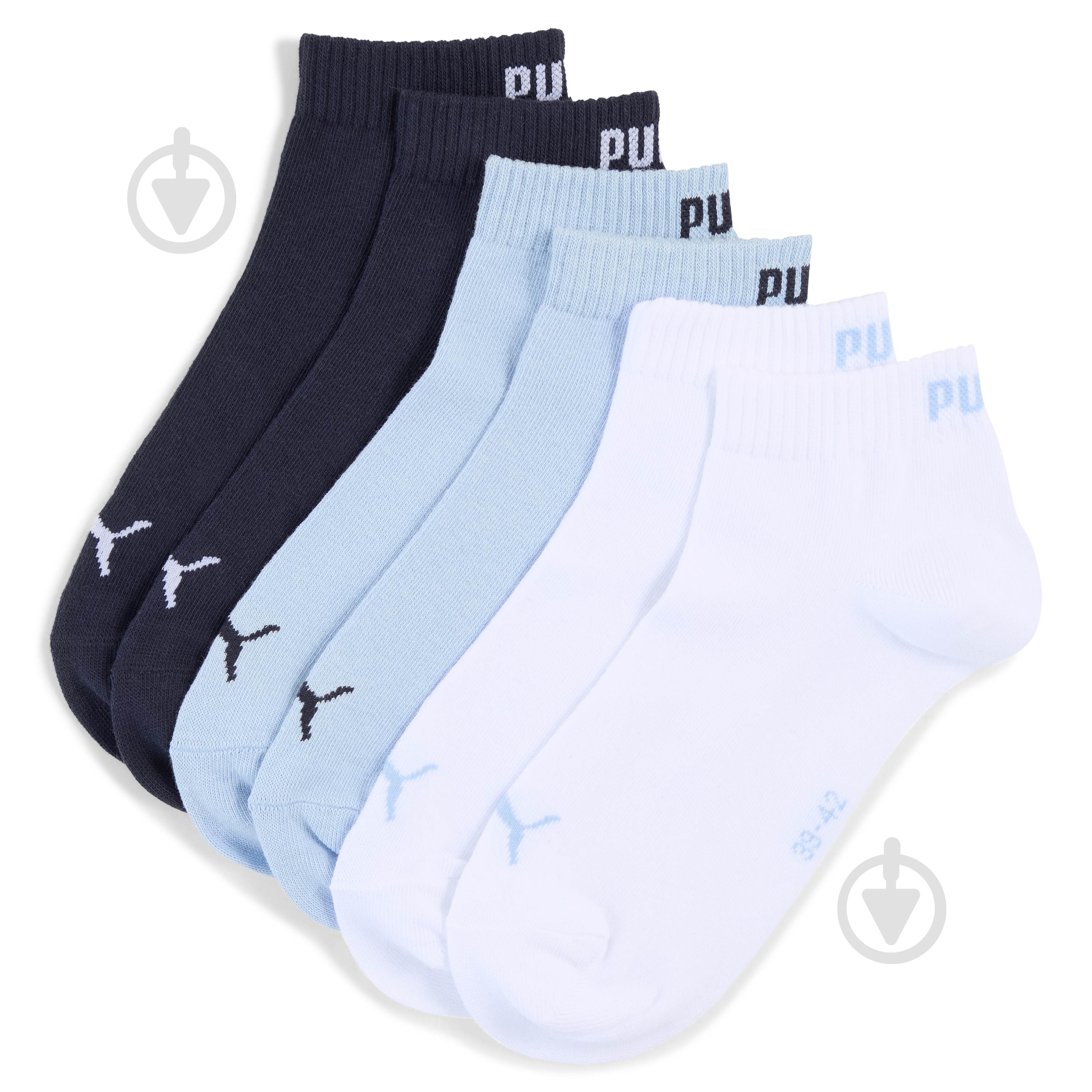 Шкарпетки Puma PUMA UNISEX QUARTER PLAIN 3P 93858925 р.43-46 синій - фото 1 Шкарпетки Puma PUMA UNISEX QUARTER PLAIN 3P 93858925 р.43-46 синій - фото 1