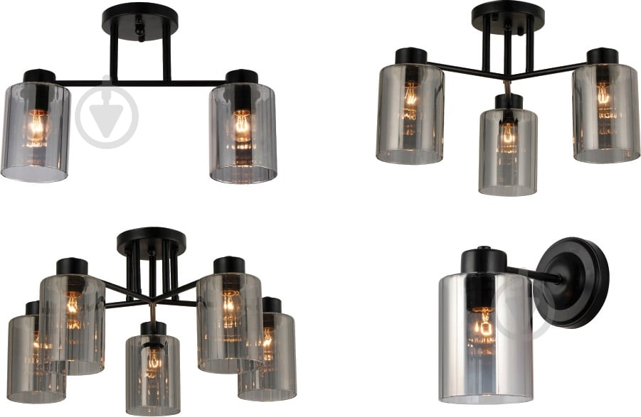 Люстра стельова Sensio Lilit 5x40 Вт Е27 чорний ALG-07338/5 - фото 6