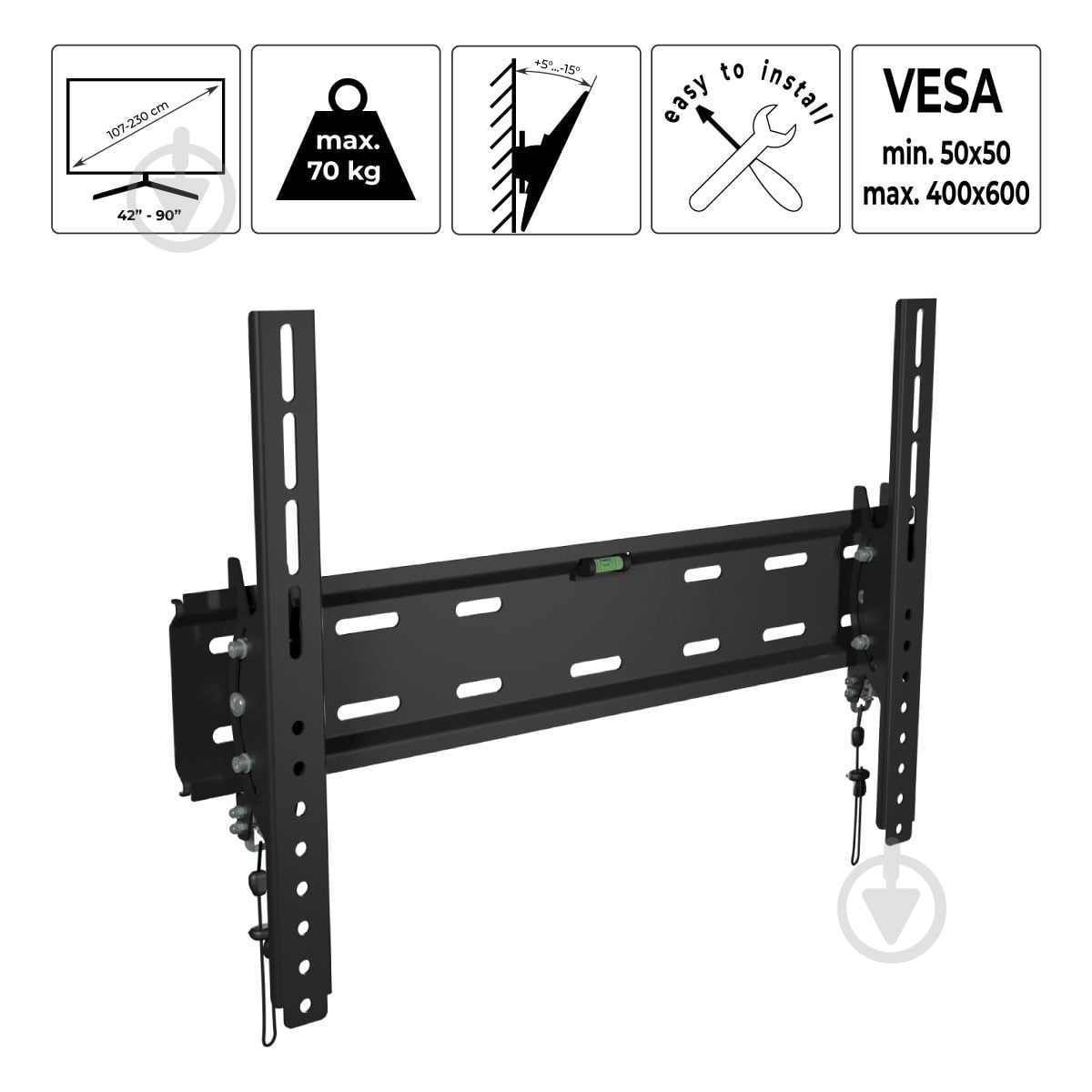 Крепление для телевизора Valore TWA-46 наклонные 42"-90" черный - фото 7