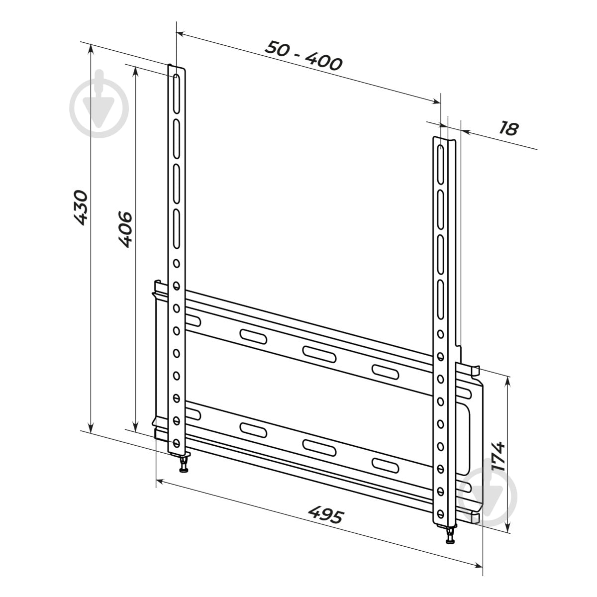 Кріплення для телевізора Valore STW-44 фіксовані 36"-75" чорний - фото 12