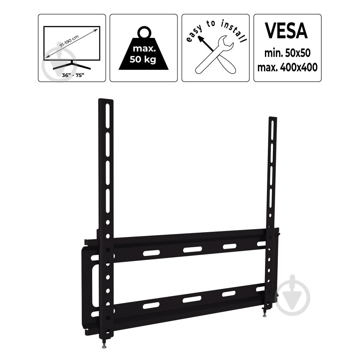 Кріплення для телевізора Valore STW-44 фіксовані 36"-75" чорний - фото 7