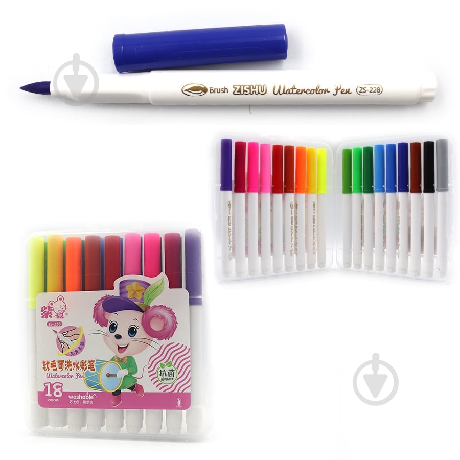 Набір фломастерів-пензлів 228-18 Mouse 18 кольорів J.Оtten - фото 1 Набір фломастерів-пензлів 228-18 Mouse 18 кольорів J.Оtten - фото 1