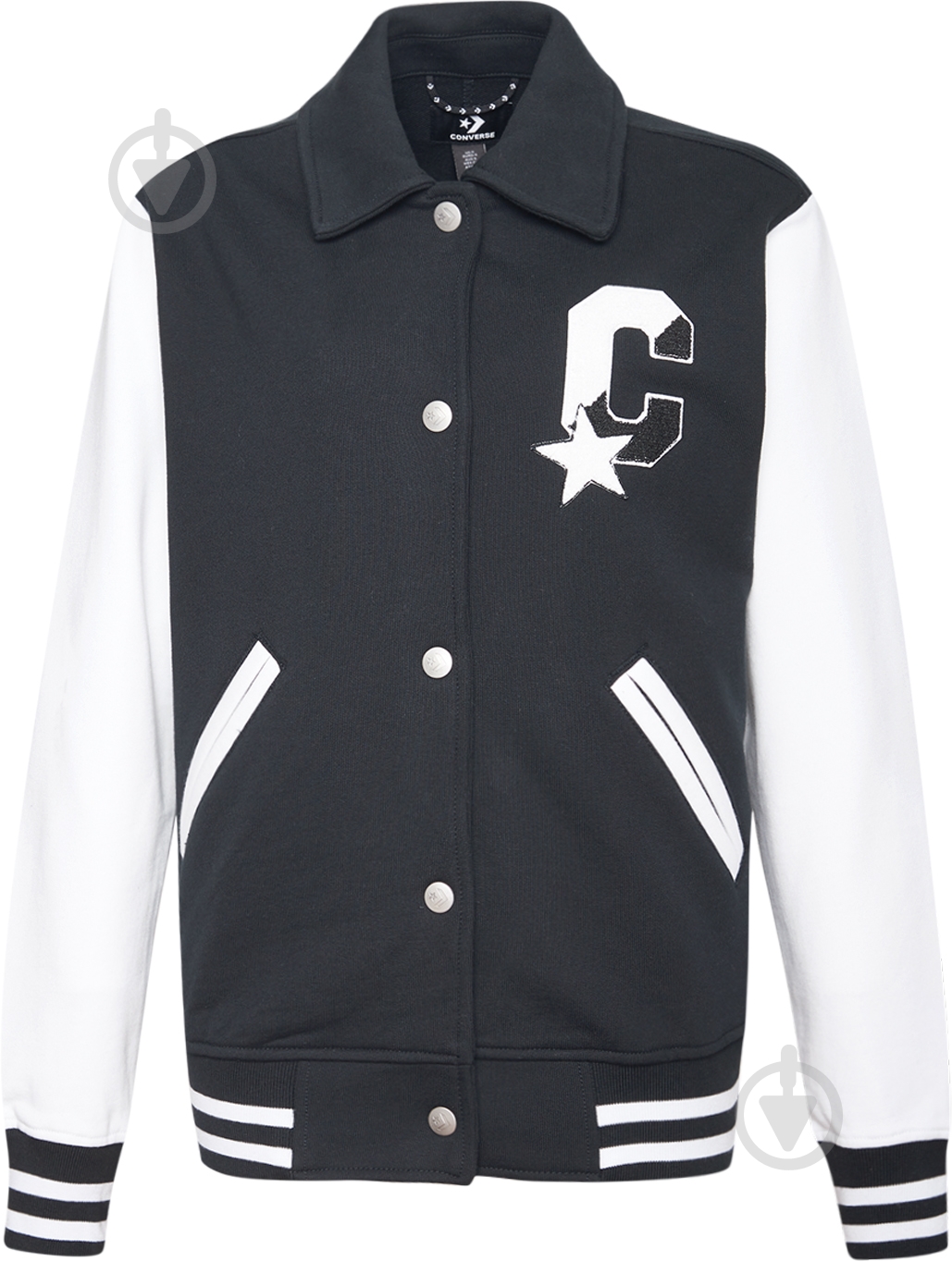 Ветровка женская демисезонная Converse TWISTED VARSITY KNIT JACKET 10018557-001 р.L черная - фото 1